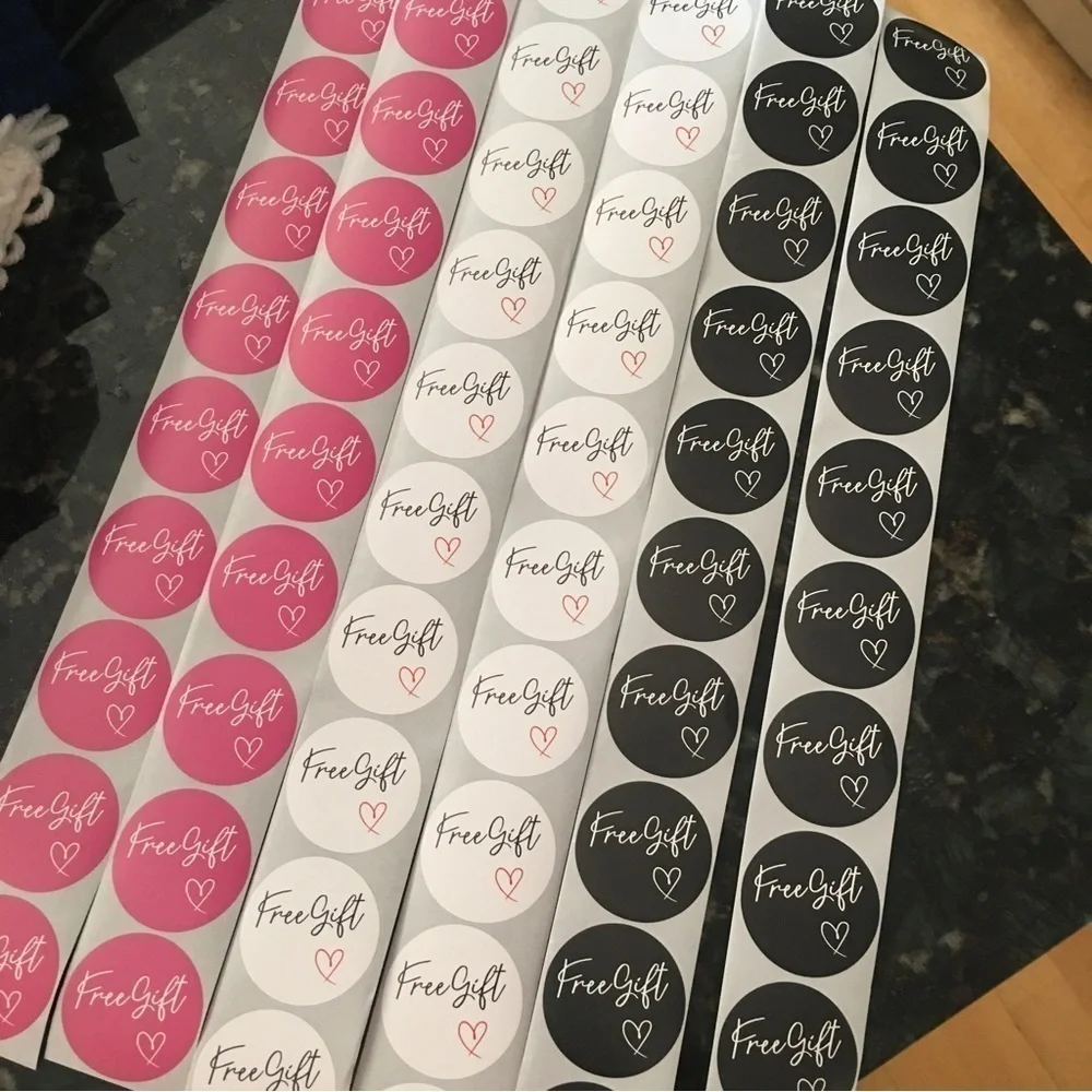 60 Count - Variety Starter Pack “Free Gift” Stickers, Pink, White, Black, 1.5 in